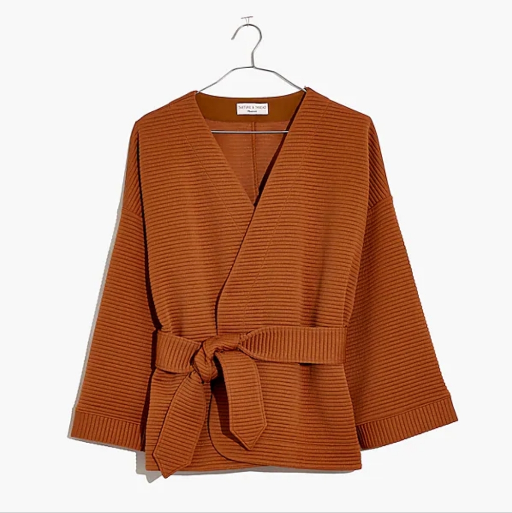 Madewell Texture & Thread Quilted Wrap Jacket - golden pecan